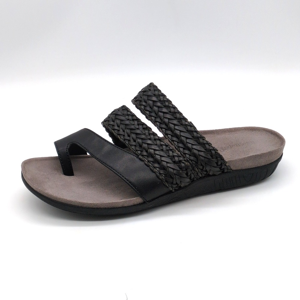 Baretraps Shoes Womens Jonelle Black 9 Thong Sandals Slide Toe Wrap Braided